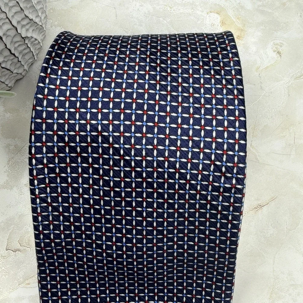 Shore & Singer Navy Geometric Square Navy Silk Tie‎ 3 5/8